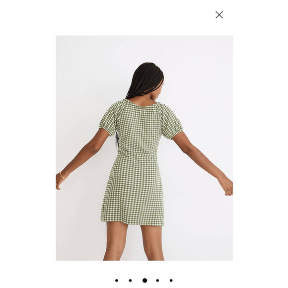 Madewell Jacquard Puff-Sleeve  Mini Dress Gingham Check - Picture 10 of 12